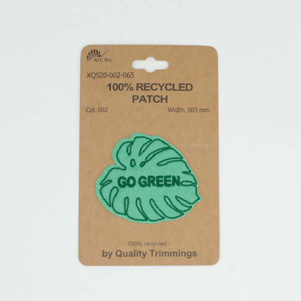 Applikation Bügelbild Go Green Blatt aus recycelten PET-Flaschen 46x55mm (HxB)