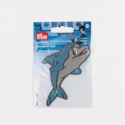 Applikation Delphin aufbügelbar blau grau 56x100mm von Prym