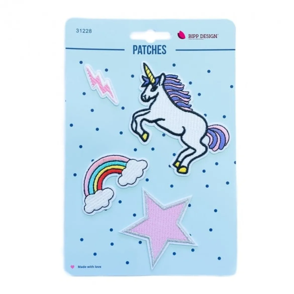 Applikationen Set 4 Stück Einhorn Regenbogen Blitz