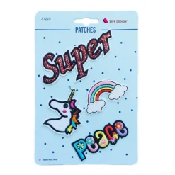 Applikationen Set 4 Stück Einhorn Super Regenbogen Peace