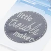 Applikation little trouble maker gelasert selbstklebend/aufbügelbar Jeansstoff blau 60mm von Prym