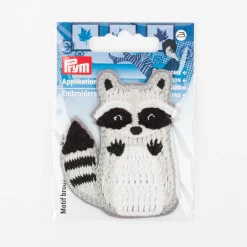 Applikation Waschbär aufbügelbar grau weiß schwarz 58x70mm von Prym