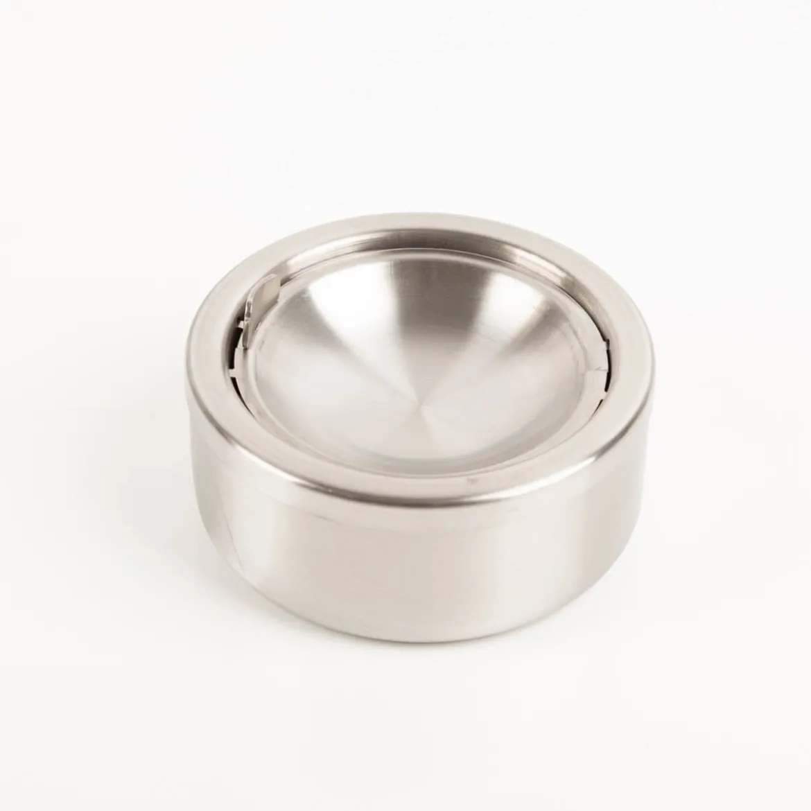 Aschenbecher mit Klappdeckel aus Metall 12x5cm (DxH)