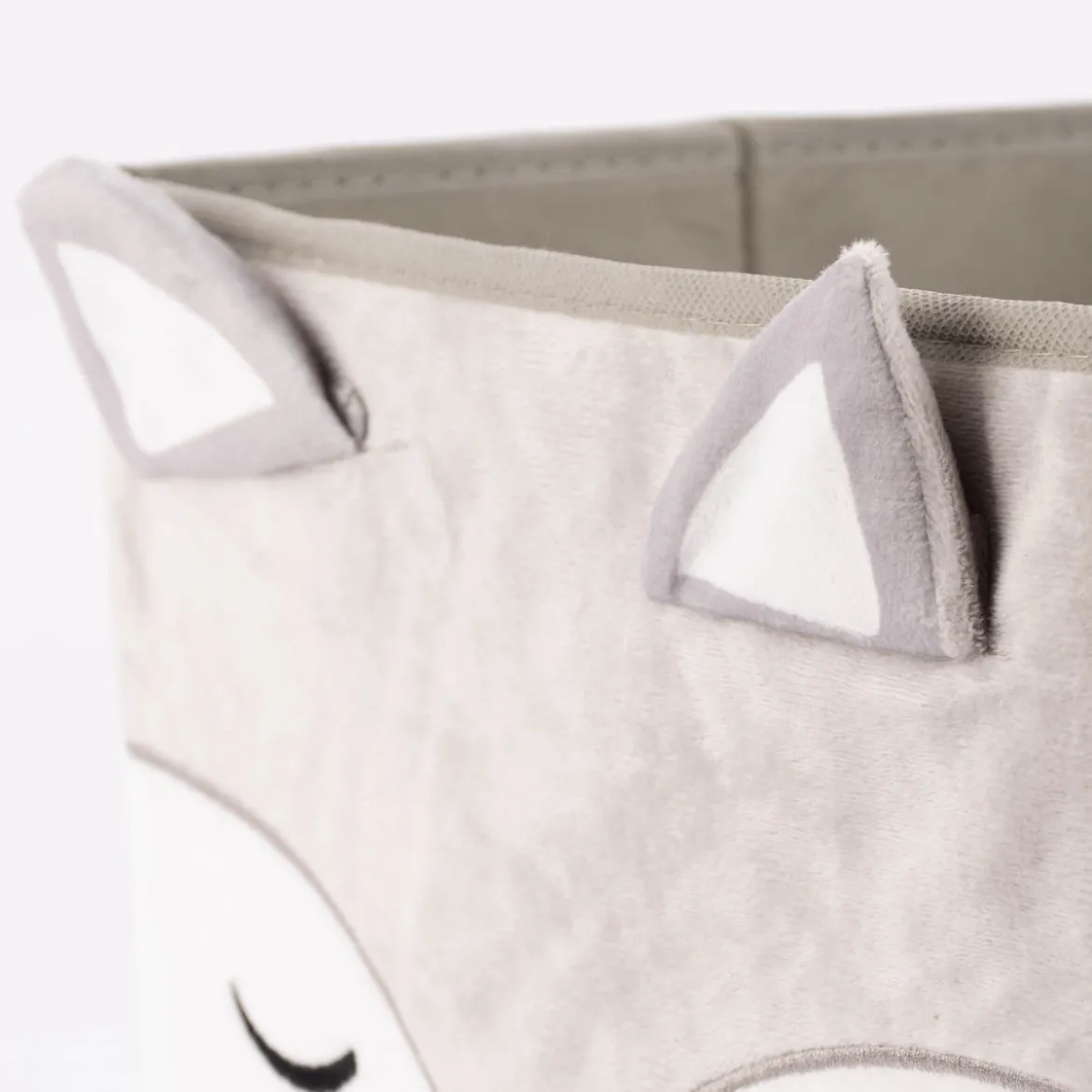 Aufbewahrungsbox Fuchs Samtoptik grau weiß 29x29cm