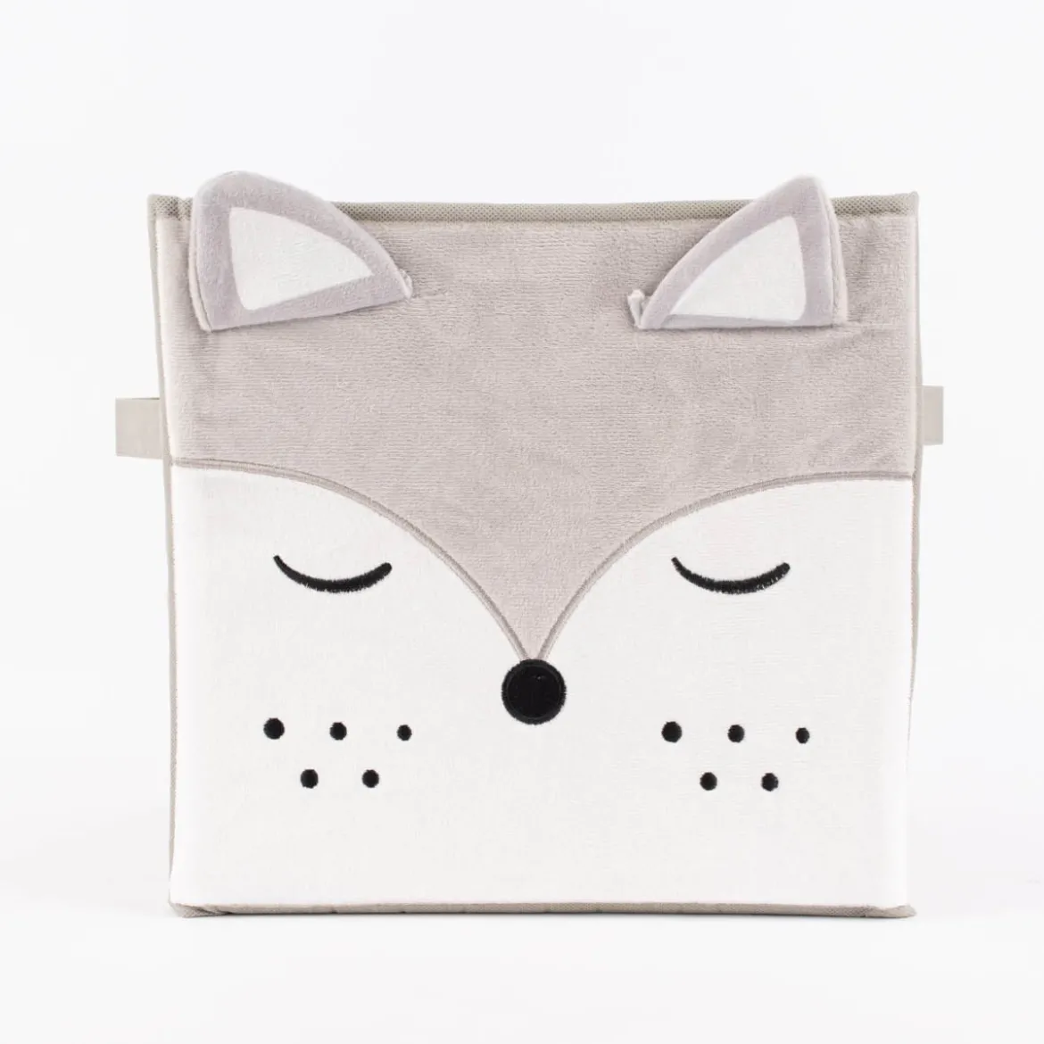 Aufbewahrungsbox Fuchs Samtoptik grau weiß 29x29cm
