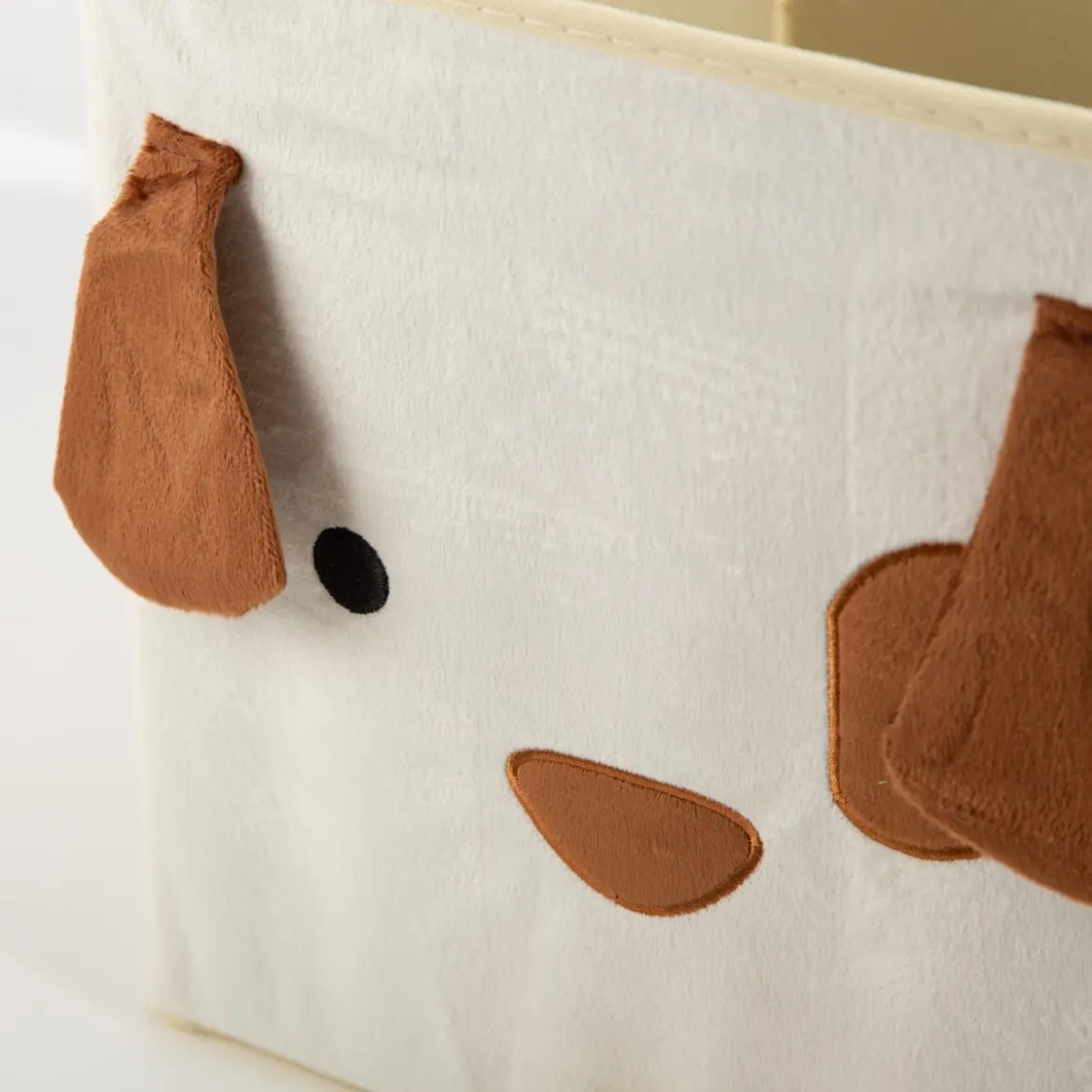 Aufbewahrungsbox Hund faltbar mit Henkeln hellbeige 29x29x29cm