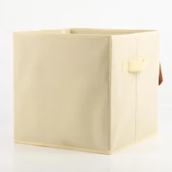 Aufbewahrungsbox Hund faltbar mit Henkeln hellbeige 29x29x29cm