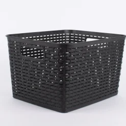 Aufbewahrungskorb geflochten Kunststoff groß 35x29x21cm
