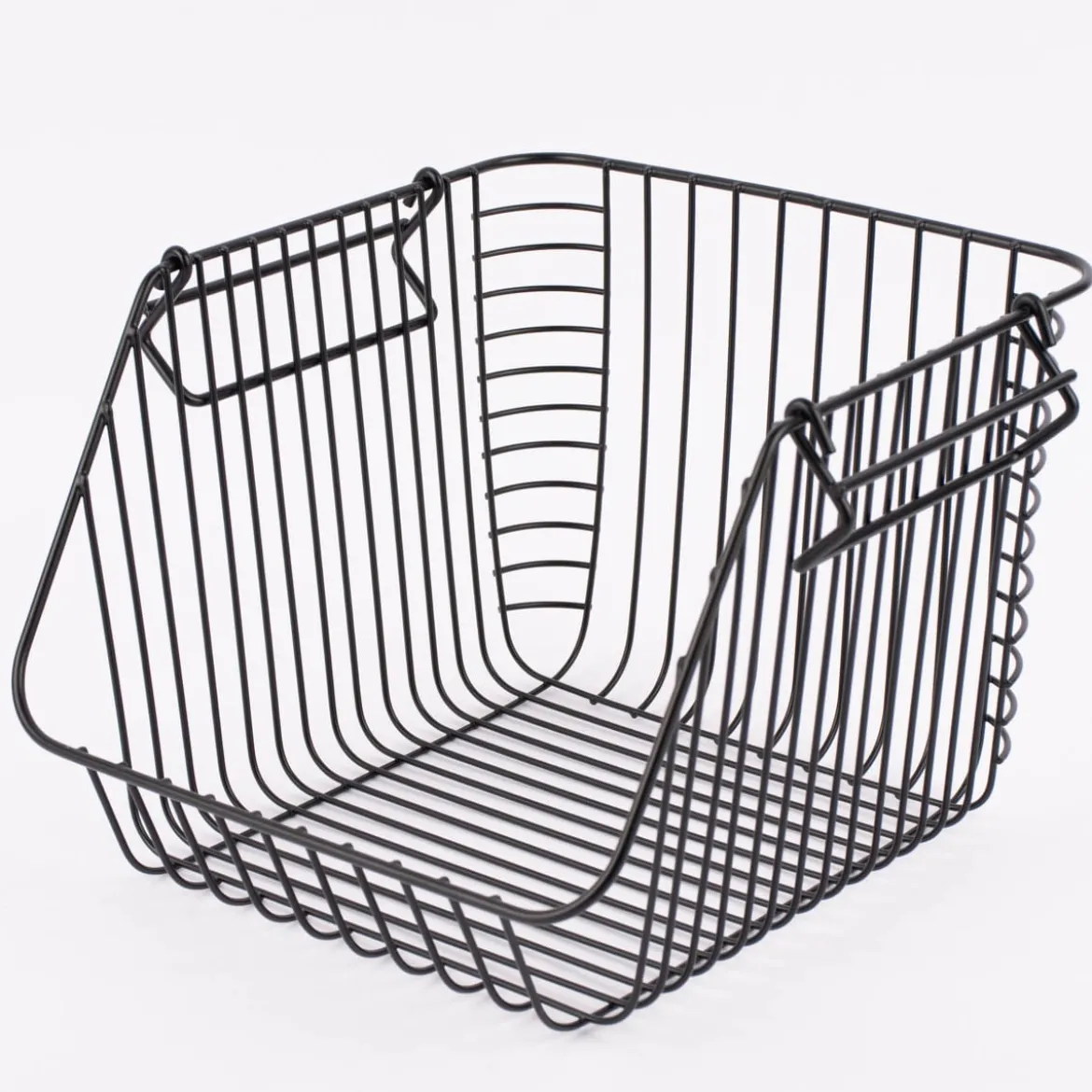 Aufbewahrungskorb zum Stapeln hoch Metallgitter schwarz 27x30x22cm