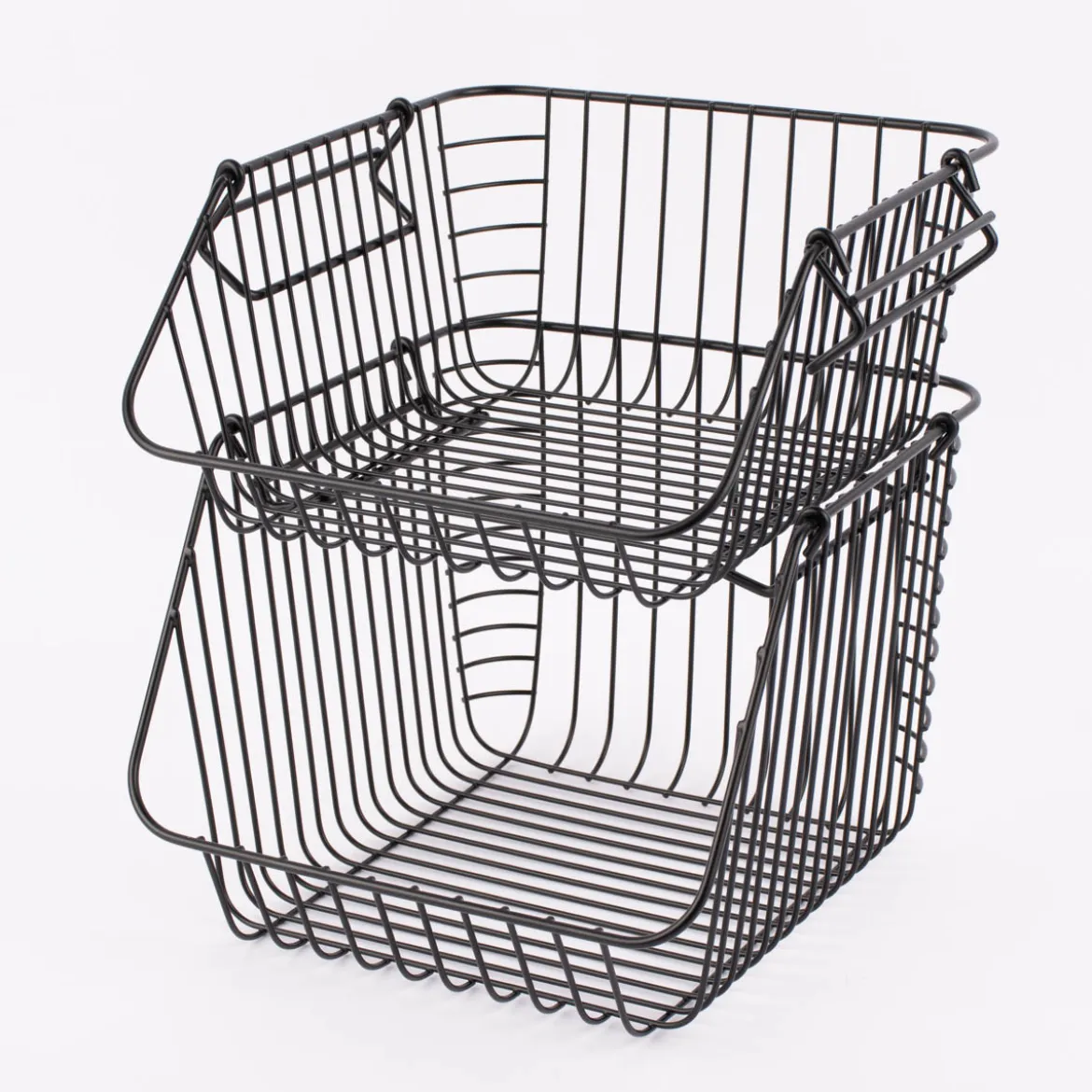 Aufbewahrungskorb zum Stapeln hoch Metallgitter schwarz 27x30x22cm