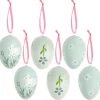 Aufhänger Deko Ostereier mit Blumen und Hase grün 6 Stück 4x6cm von Rico Design