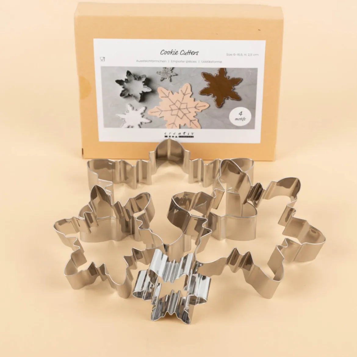 Ausstecher Schneeflocke Stern 4er Set aus Metall für Backen und DIY von Creativ Company