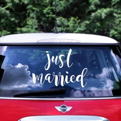 Autosticker Just Married weiß 45x30cm