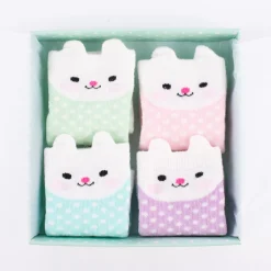 Baby Söckchen Hase Bonnie 4er Set in Geschenkbox pastell 13,5x13,5cm