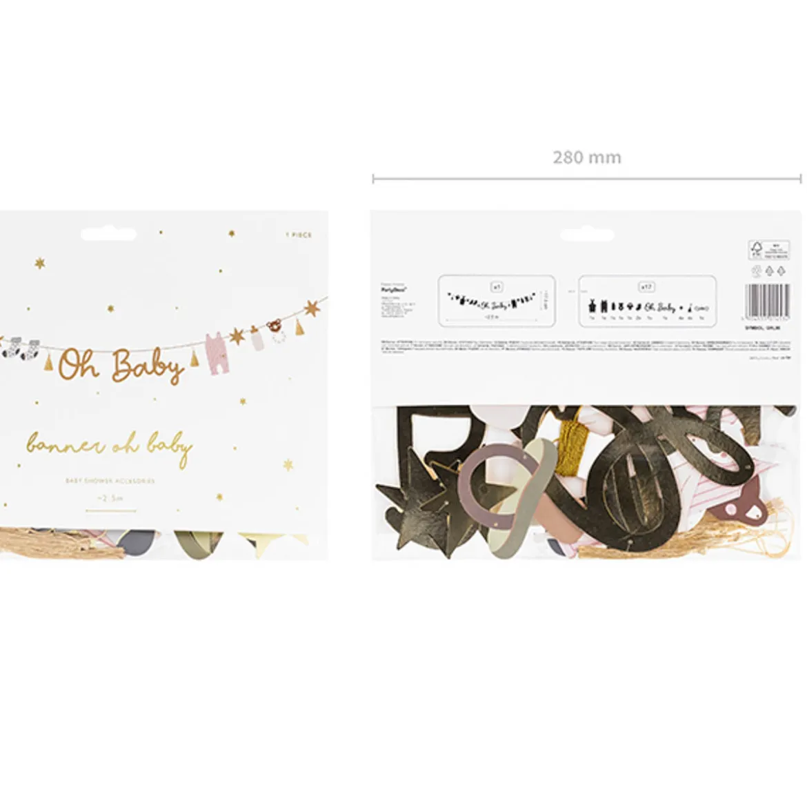 Baby Shower Girlande OH BABY 17teilig 2,5m