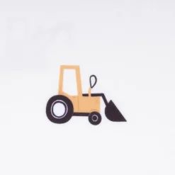 Badeanzugstoff UPF 50 bi-elastisch recycelt Baufahrzeuge wollweiß 1,50m Breite