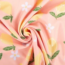 Badeanzugstoff UPF 50 bi-elastisch recycelt Zitronen peach 1,50m Breite