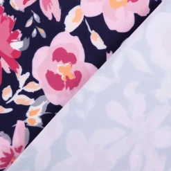 Badeanzugstoff UPF 50 bi-elastisch recycelt Blüten rosa dunkelblau 1,50m Breite