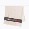 Badetuch aus Baumwolle Held des Tages beige schwarz weiß orange 70x140cm von La Vida
