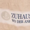 Badetuch aus Baumwolle Zuhause ist wo der Anker fällt Streifen Anker beige blau weiß 70x140cm von La Vida