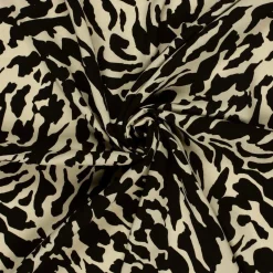Bambus Popeline Stoff Abstrakt beige schwarz 145cm Breite