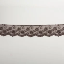 Band Stickerei auf Tüll taupe-grau Breite: 3cm