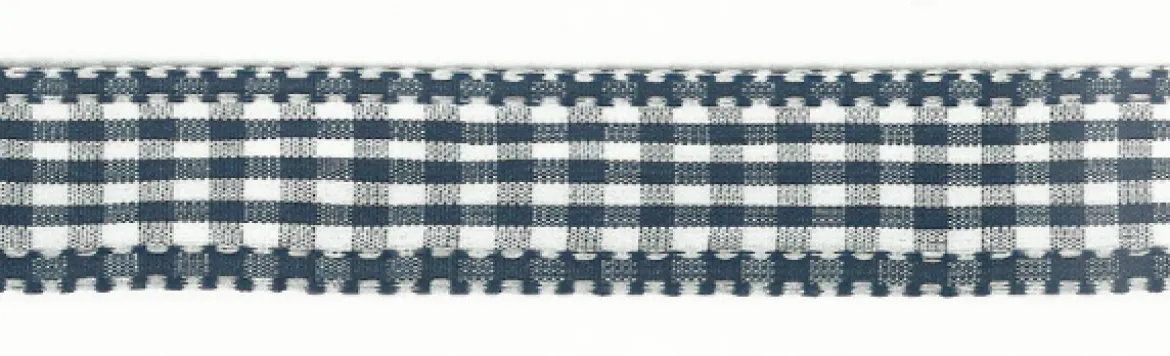 Band Zierband dunkelblau kariert Breite: 2,5cm