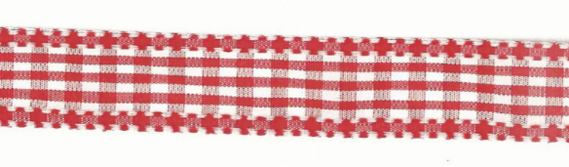 Band Zierband rot kariert Breite: 2,5cm