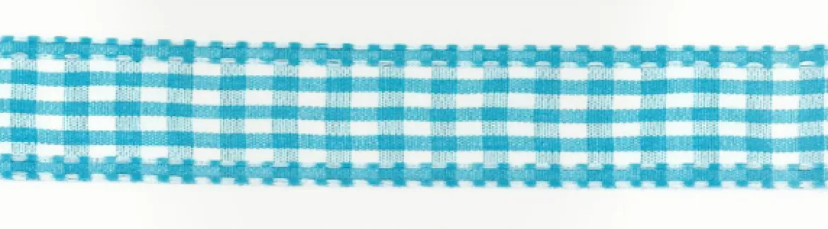 Band Zierband türkis kariert Breite: 2,5cm