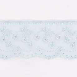 Batiststickereiband Spitzenband Blumen blau Breite: 4,5cm
