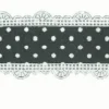 Baumwollband Zierband schwarz mit weißen Punkte Breite: 3cm