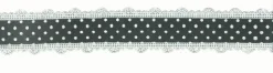 Baumwollband Zierband schwarz mit weißen Punkte Breite: 3cm