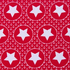 Baumwolljeresy Jersey BIPP Design Mini Anker Sterne Kreis rot weiß 1,50m Breite