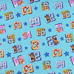 Baumwolljersey Digitaldruck Paw Patrol Startnummer Sterne türkis bunt 1,5m Breite