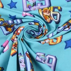 Baumwolljersey Digitaldruck Paw Patrol Startnummer Sterne türkis bunt 1,5m Breite