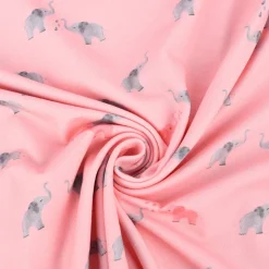 Baumwolljersey Digitaldruck Elefanten rosa grau 1,5m Breite