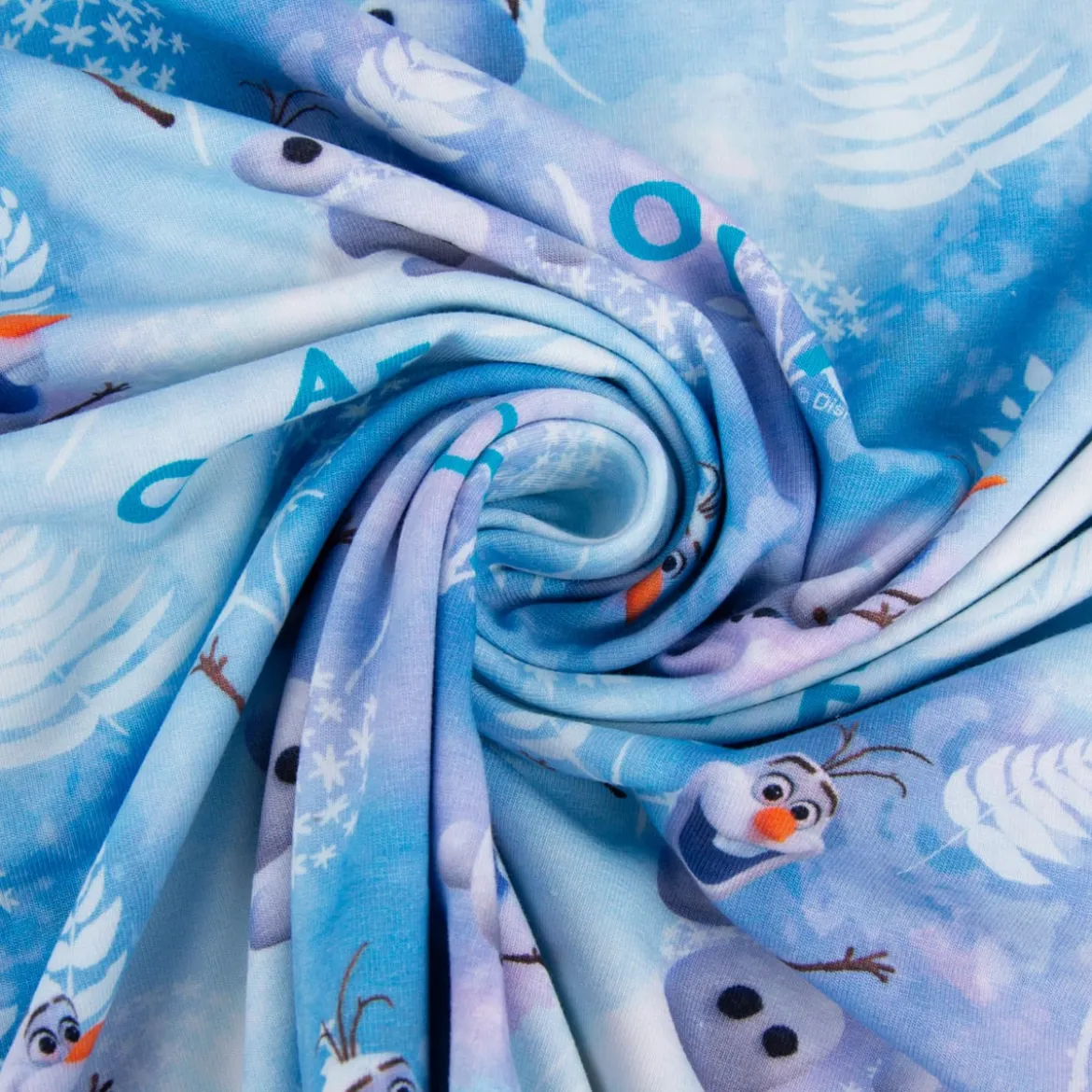 Baumwolljersey Digitaldruck Frozen Die Eiskönigin Olaf Schneemann blau weiß 1,5m Breite