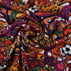 Baumwolljersey Jersey Cool Graffiti Monster Auto weiß rot pink orange 1,5m Breite