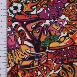 Baumwolljersey Jersey Cool Graffiti Monster Auto weiß rot pink orange 1,5m Breite