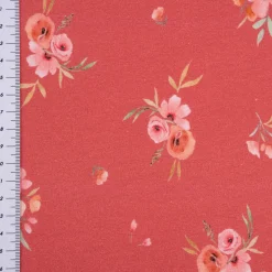 Baumwolljersey Jersey Digitaldruck Aquarell Blumen Blätter Gräser rosa grün 1,4m Breite