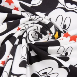 Baumwolljersey Jersey Disney Micky Maus Sterne weiß schwarz rot 1,50m Breite