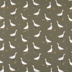 Baumwolljersey Jersey GUSGUS Gänse khaki-grün 1,5m Breite