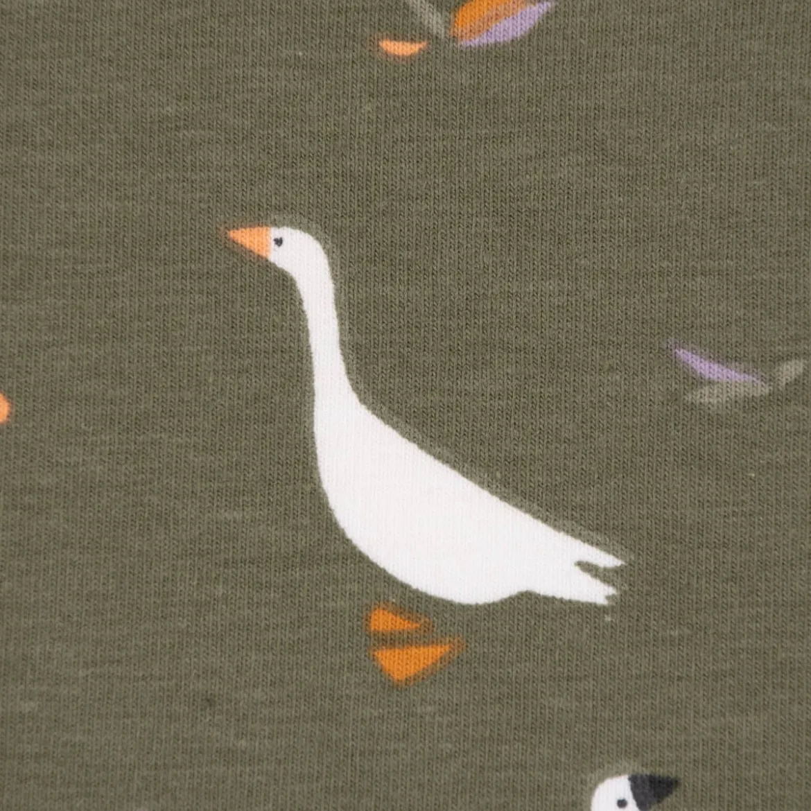 Baumwolljersey Jersey GUSGUS Gänse khaki-grün 1,5m Breite
