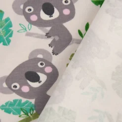 Baumwolljersey Jersey Koala Eukalyptus weiß grau grün 1,65m Breite