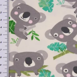 Baumwolljersey Jersey Koala Eukalyptus weiß grau grün 1,65m Breite