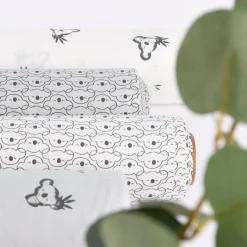Baumwolljersey Jersey Koala Eukalyptus weiß dunkelgrau 1,5m Breite