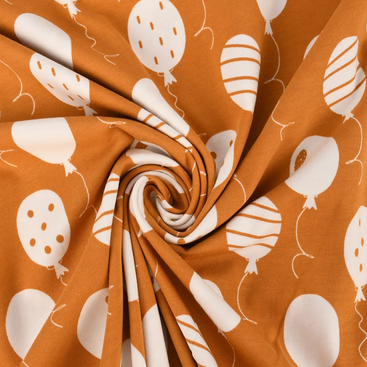 Baumwolljersey Jersey Luftballons ocker weiß 1,5m Breite