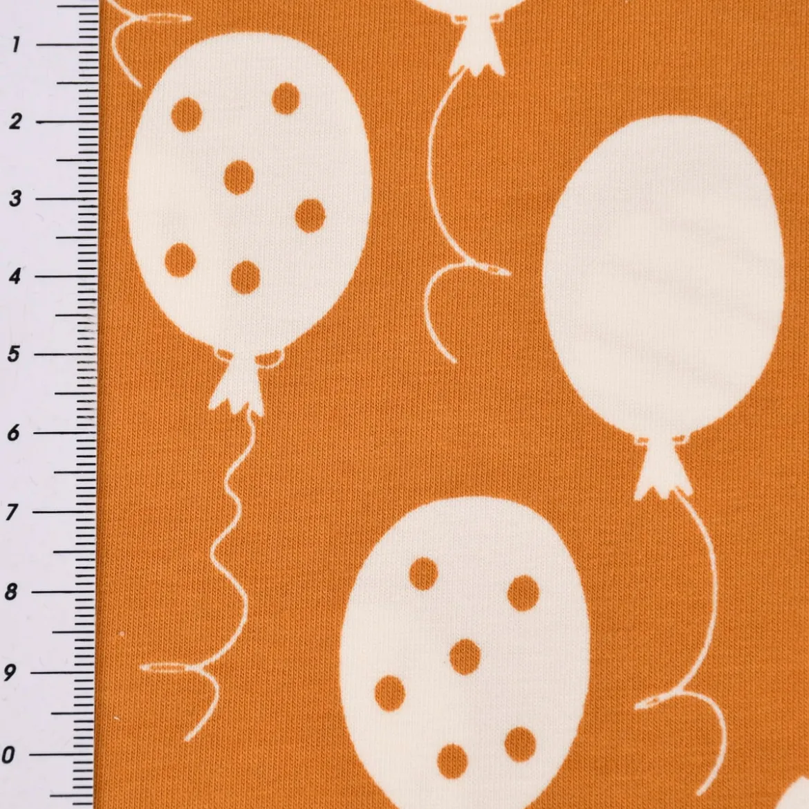 Baumwolljersey Jersey Luftballons ocker weiß 1,5m Breite