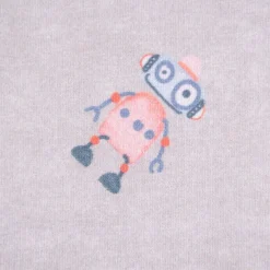 Baumwolljersey Jersey Organic Bio Digitaldruck ROBOTS Roboter grau blau rot 1,4m Breite