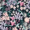 Baumwolljersey Jerseystoff Digitaldruck Blumen schwarz lila rosa grün 1,40m Breite